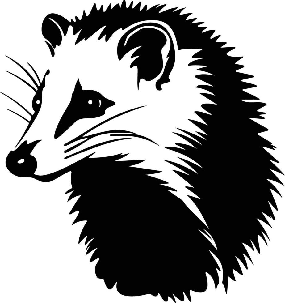 winsome Black silhouette of opossum head vector