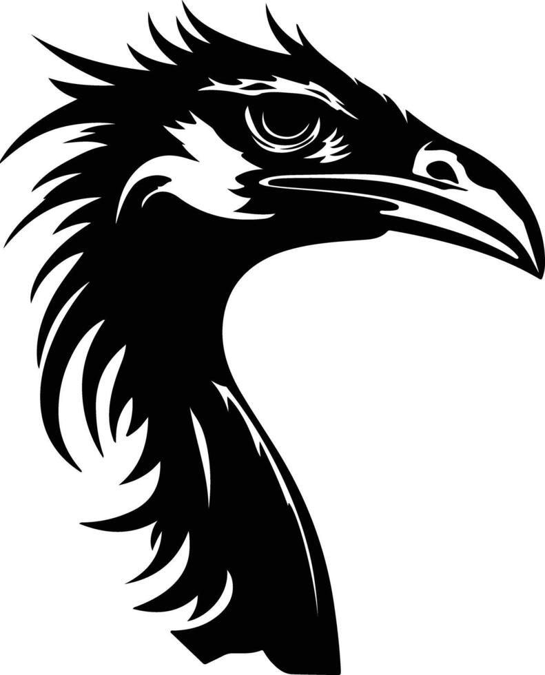 charming Black silhouette of Ornithomimus head vector
