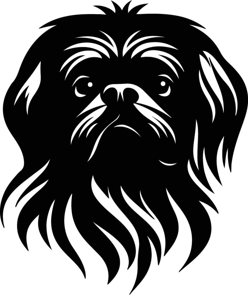 precious Black silhouette of pekingese head vector