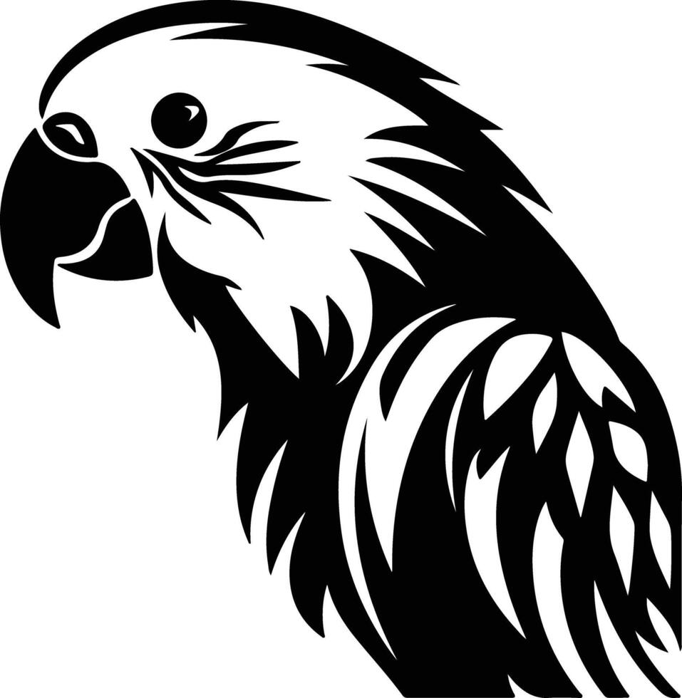 adorable Black silhouette of parakeet head vector