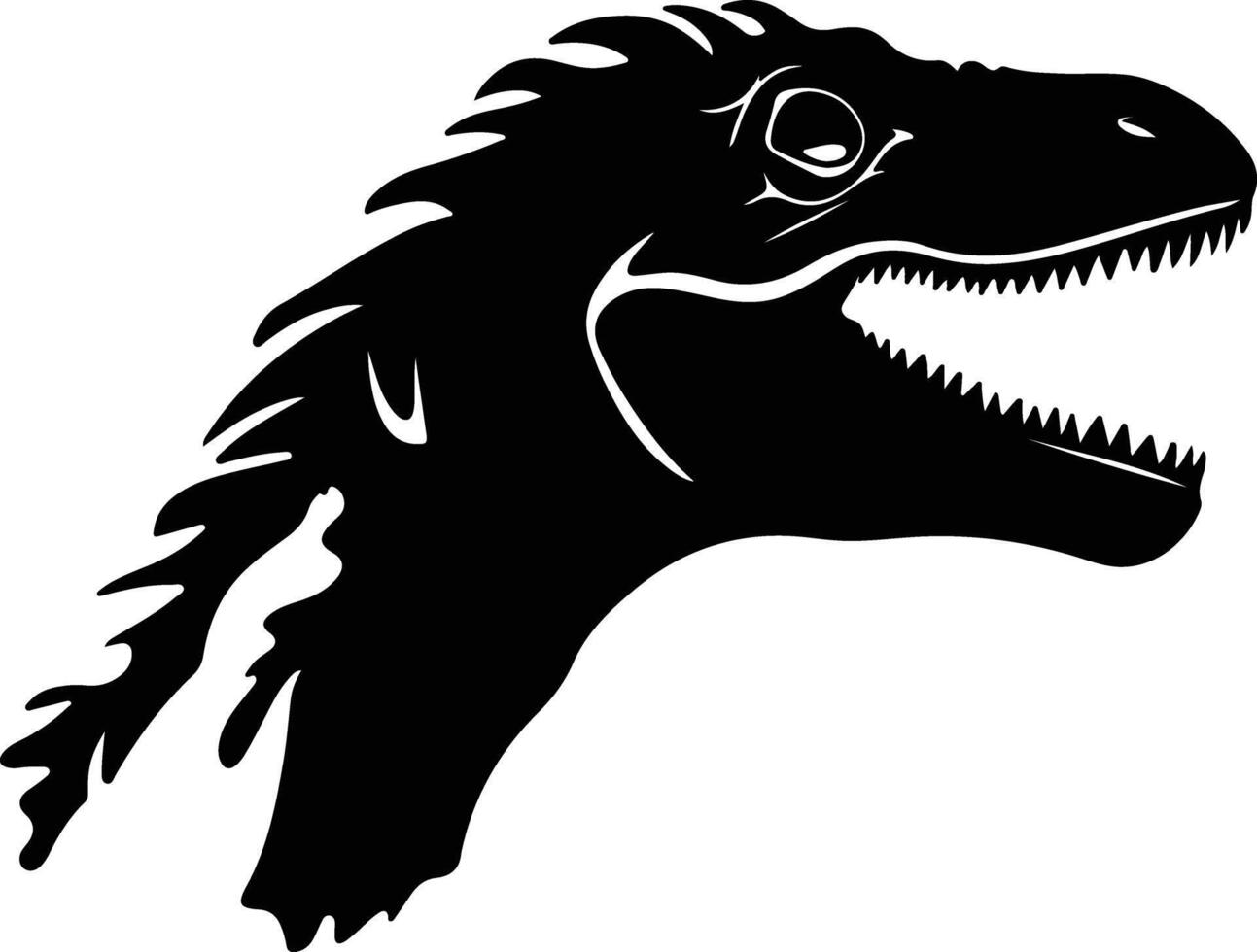 cuddly Black silhouette of Ornitholestes head vector
