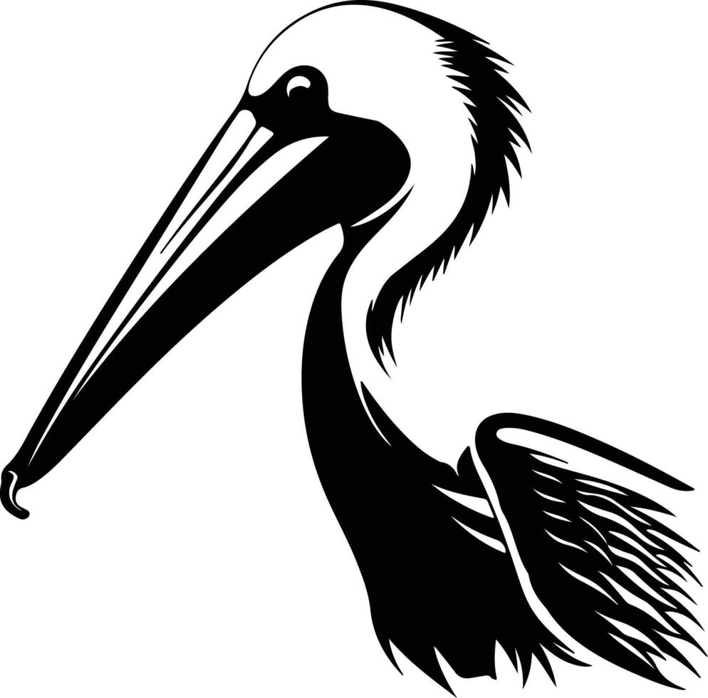 lovely Black silhouette of pelican head vector