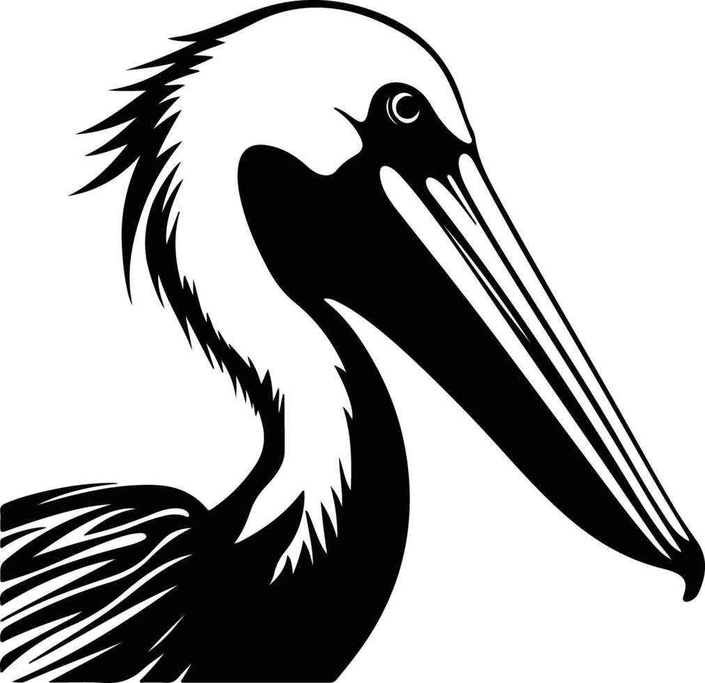 captivating Black silhouette of pelican head vector