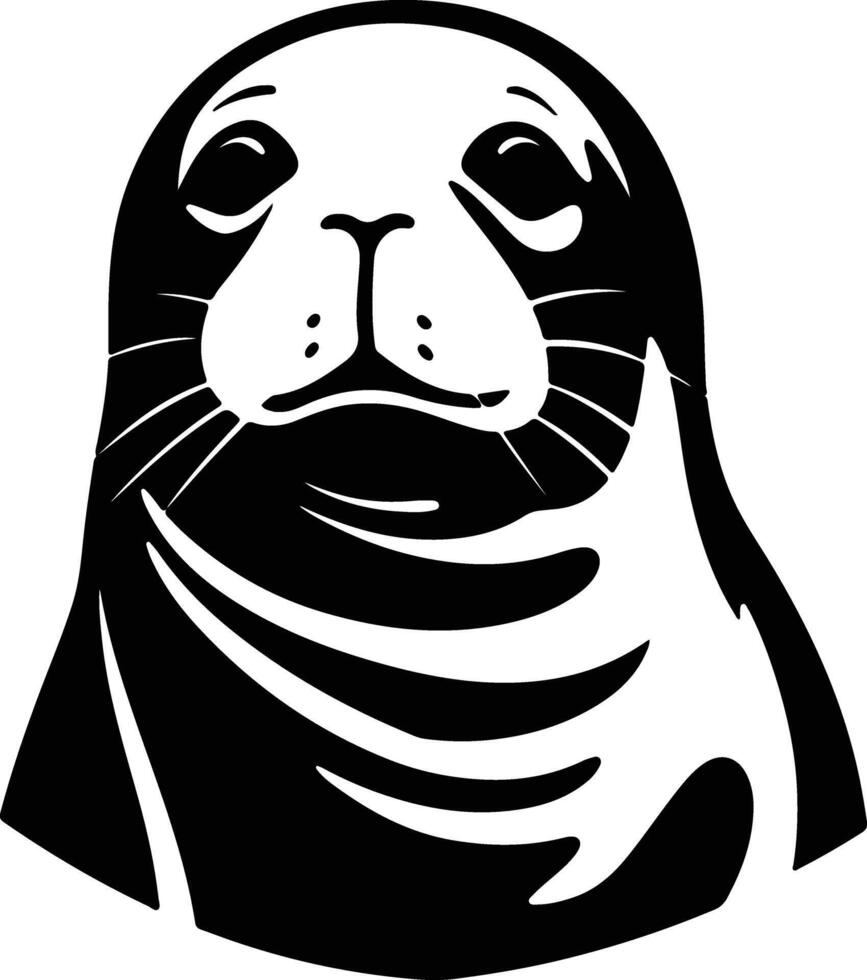 winsome Black silhouette of northern elephant seal head vector