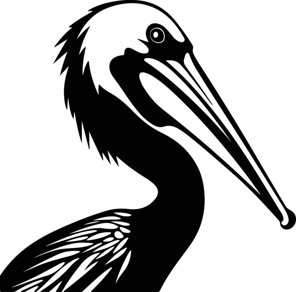 charming Black silhouette of pelican head vector