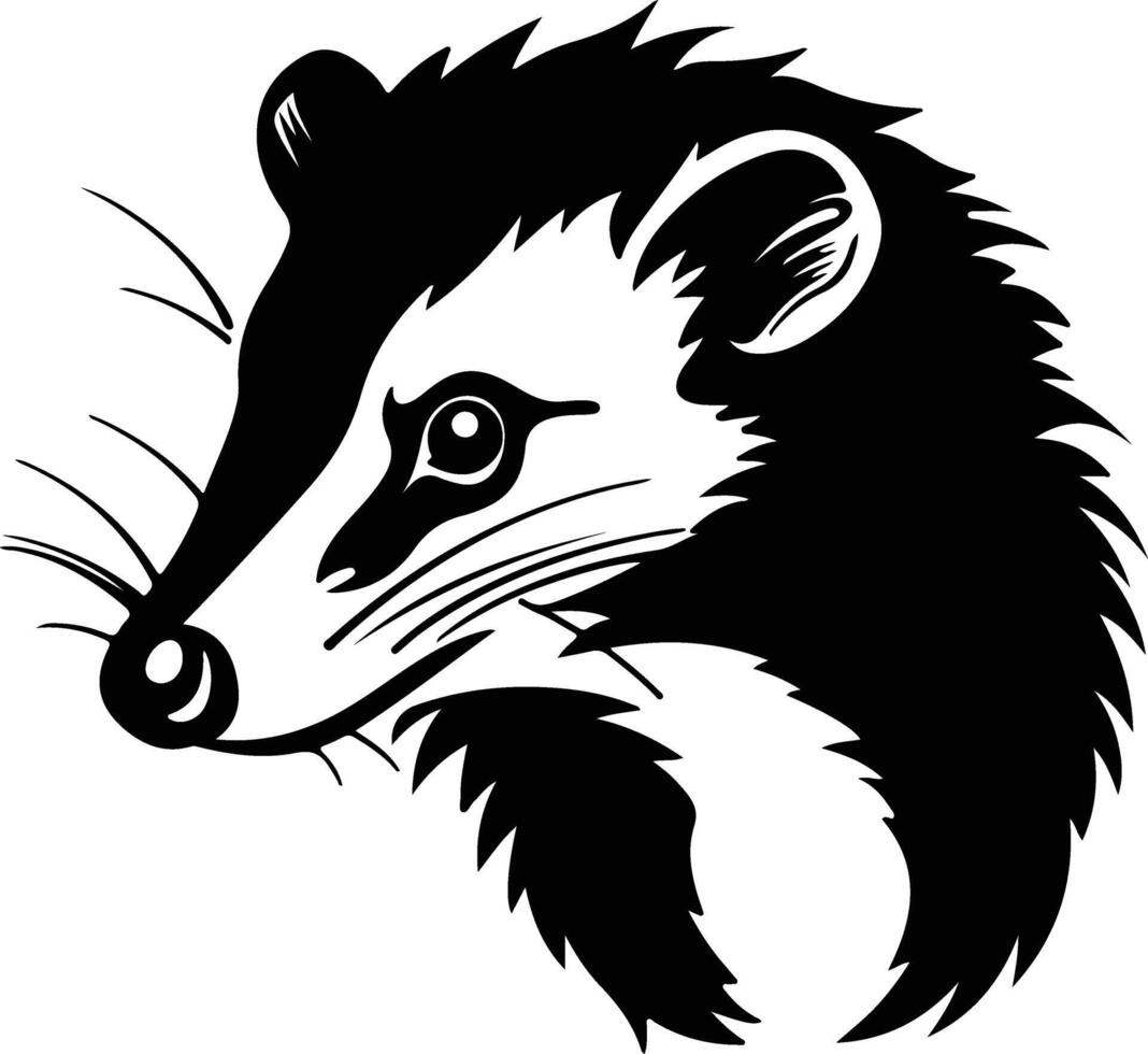 radiant Black silhouette of opossum head vector