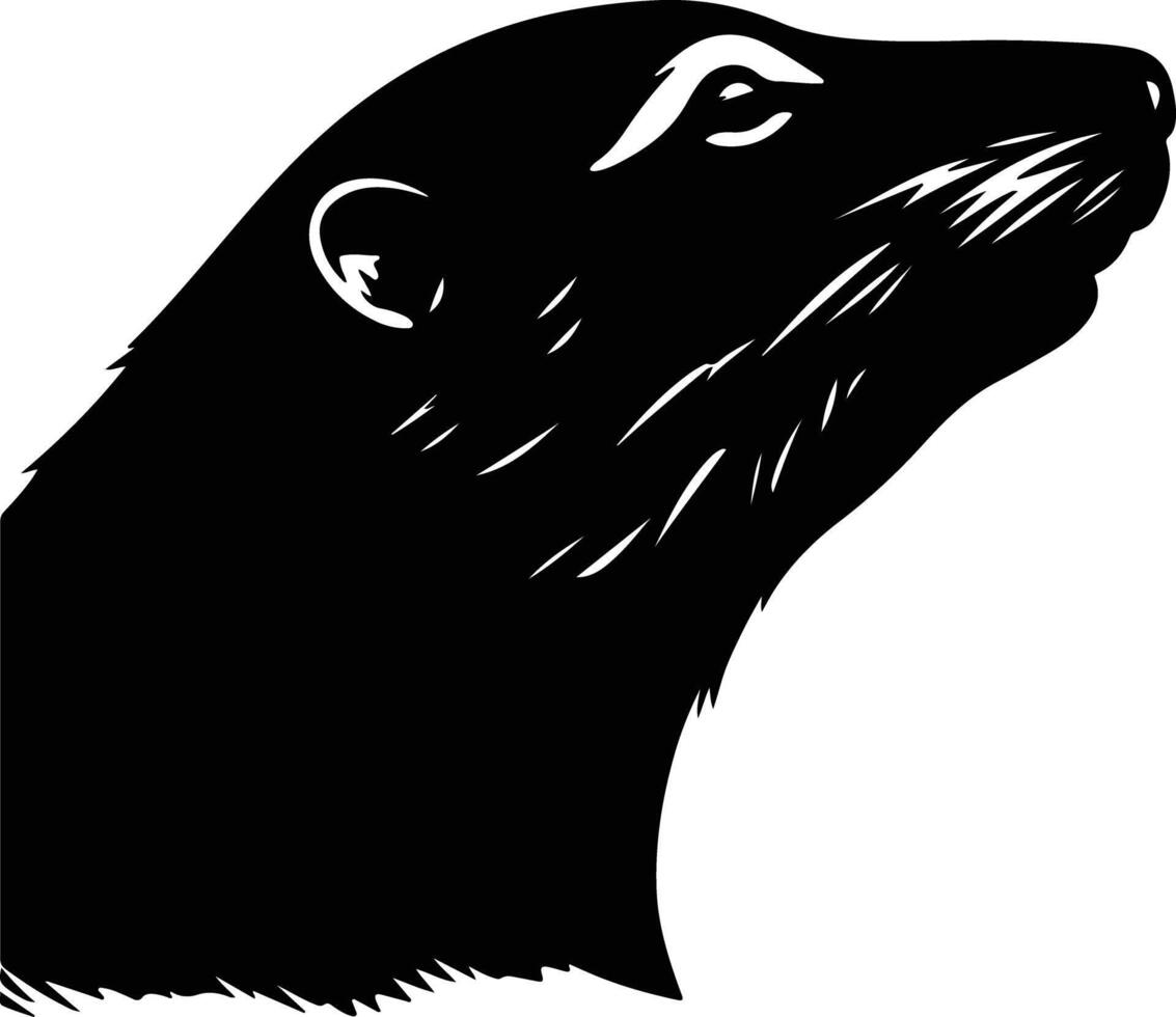 graceful Black silhouette of mole head vector