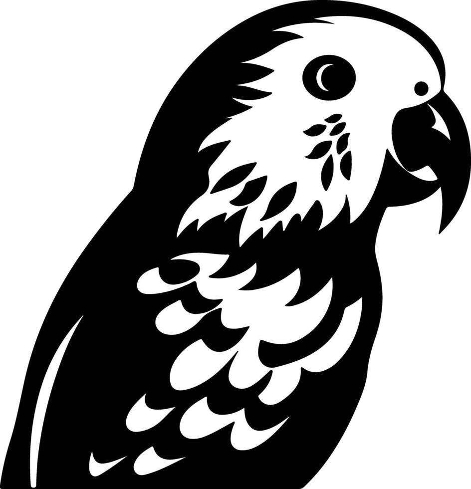 endearing Black silhouette of parakeet head vector