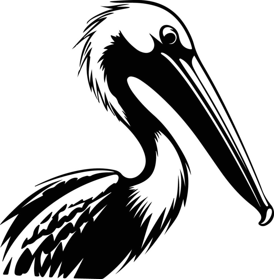 adorable Black silhouette of pelican head vector