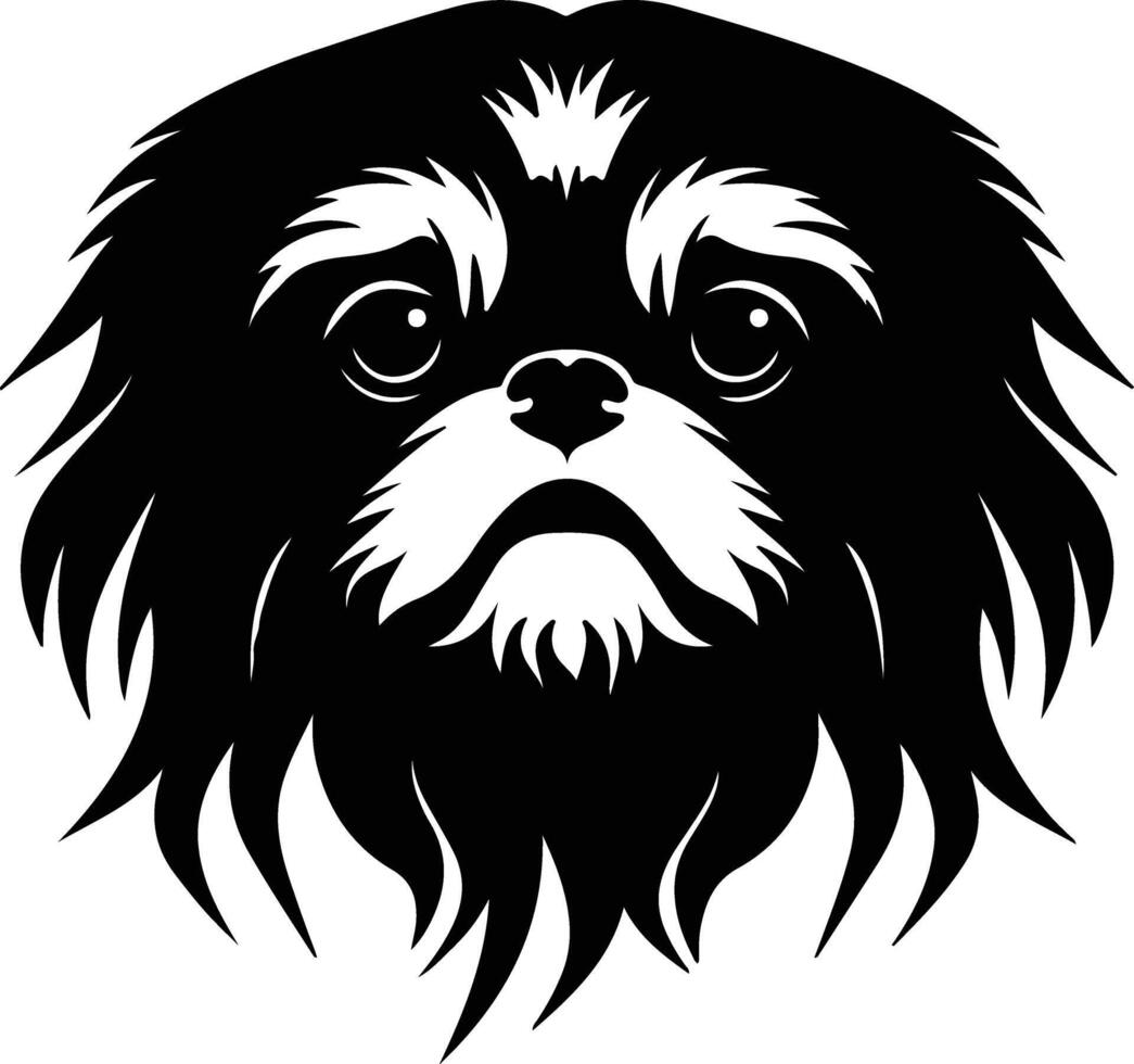lovely Black silhouette of pekingese head vector