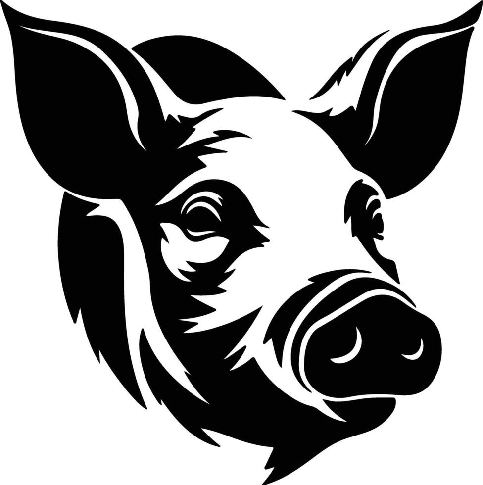 sweet Black silhouette of pig head vector
