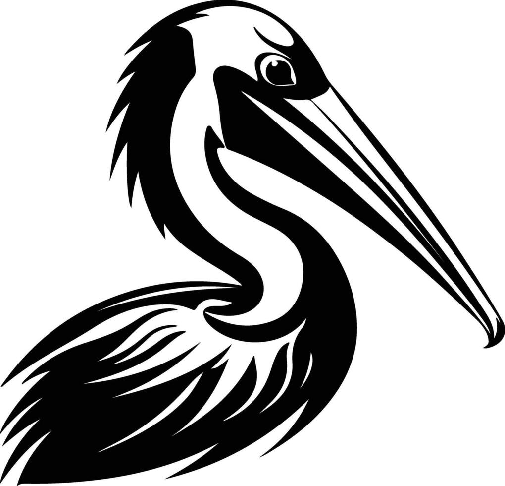 winsome Black silhouette of pelican head vector