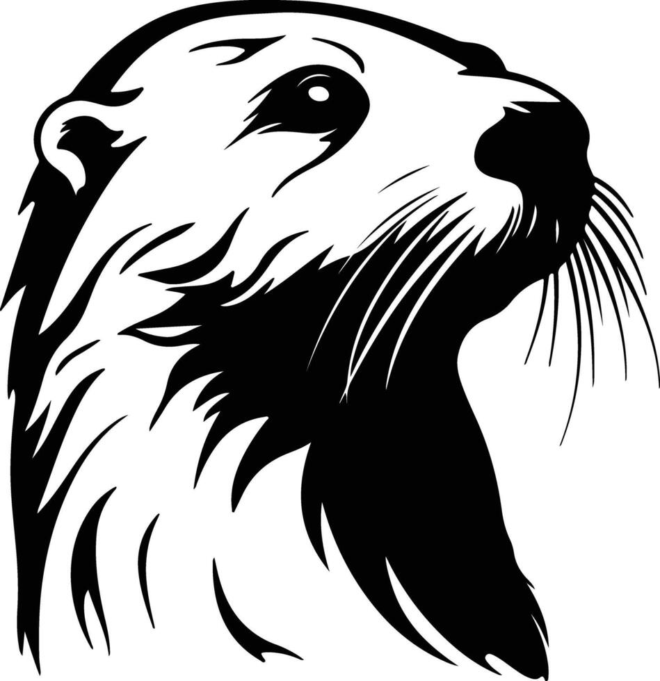 cuddly Black silhouette of otter sea head vector