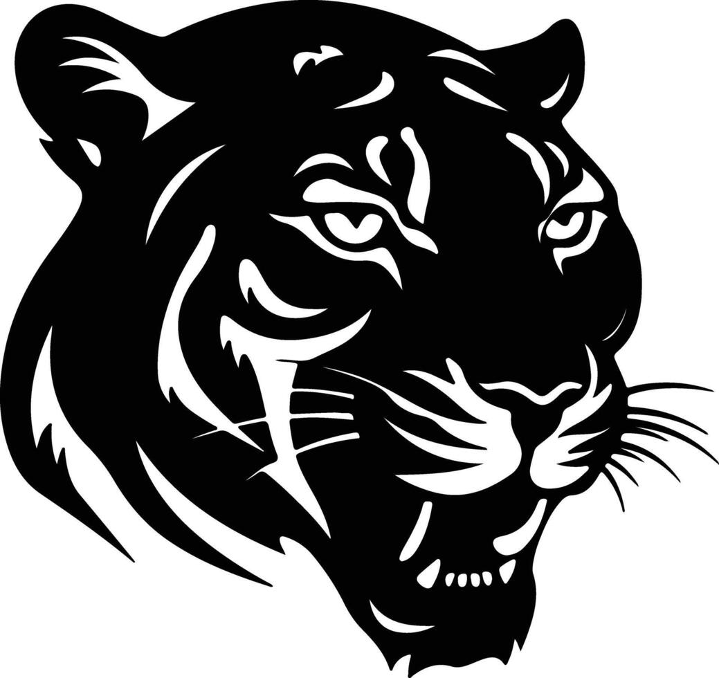 endearing Black silhouette of panther head vector