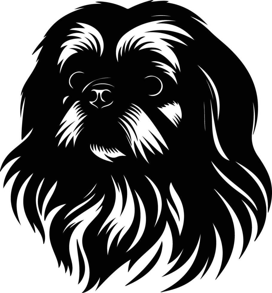 cuddly Black silhouette of pekingese head vector