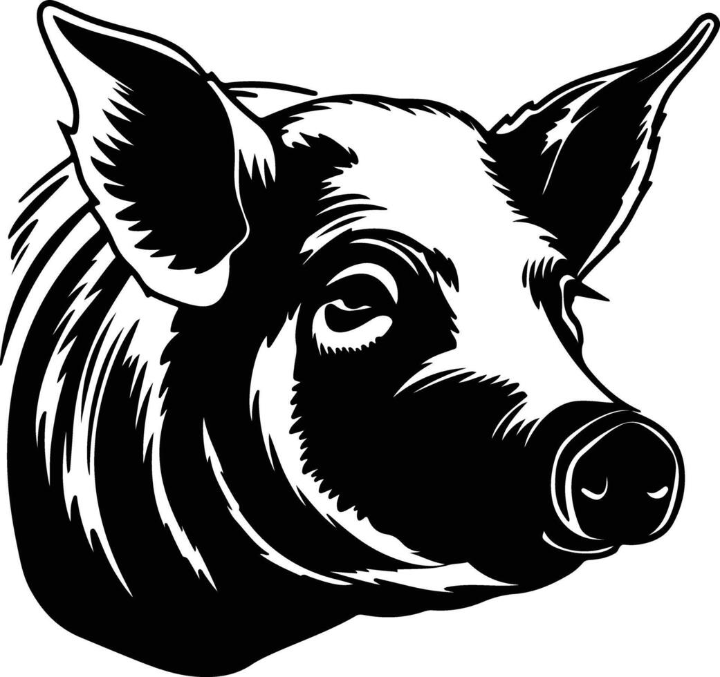 Black silhouette of pig head vector