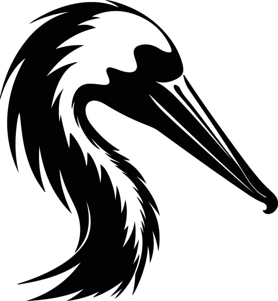 precious Black silhouette of pelican head vector