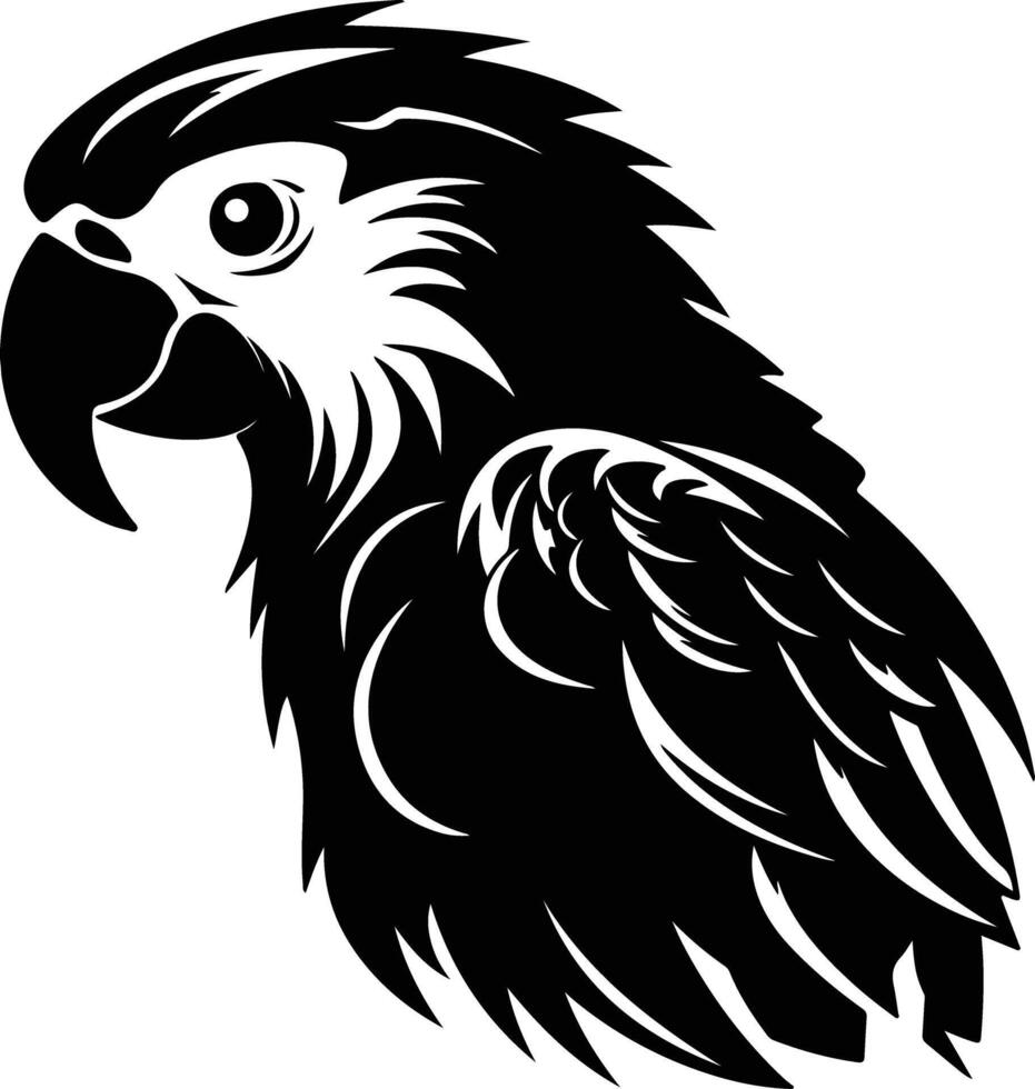 adorable Black silhouette of parrot head vector