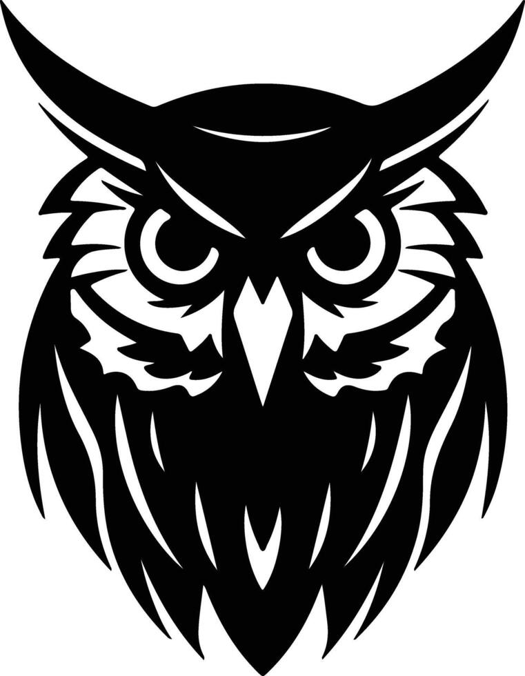heartwarming Black silhouette of owl head vector