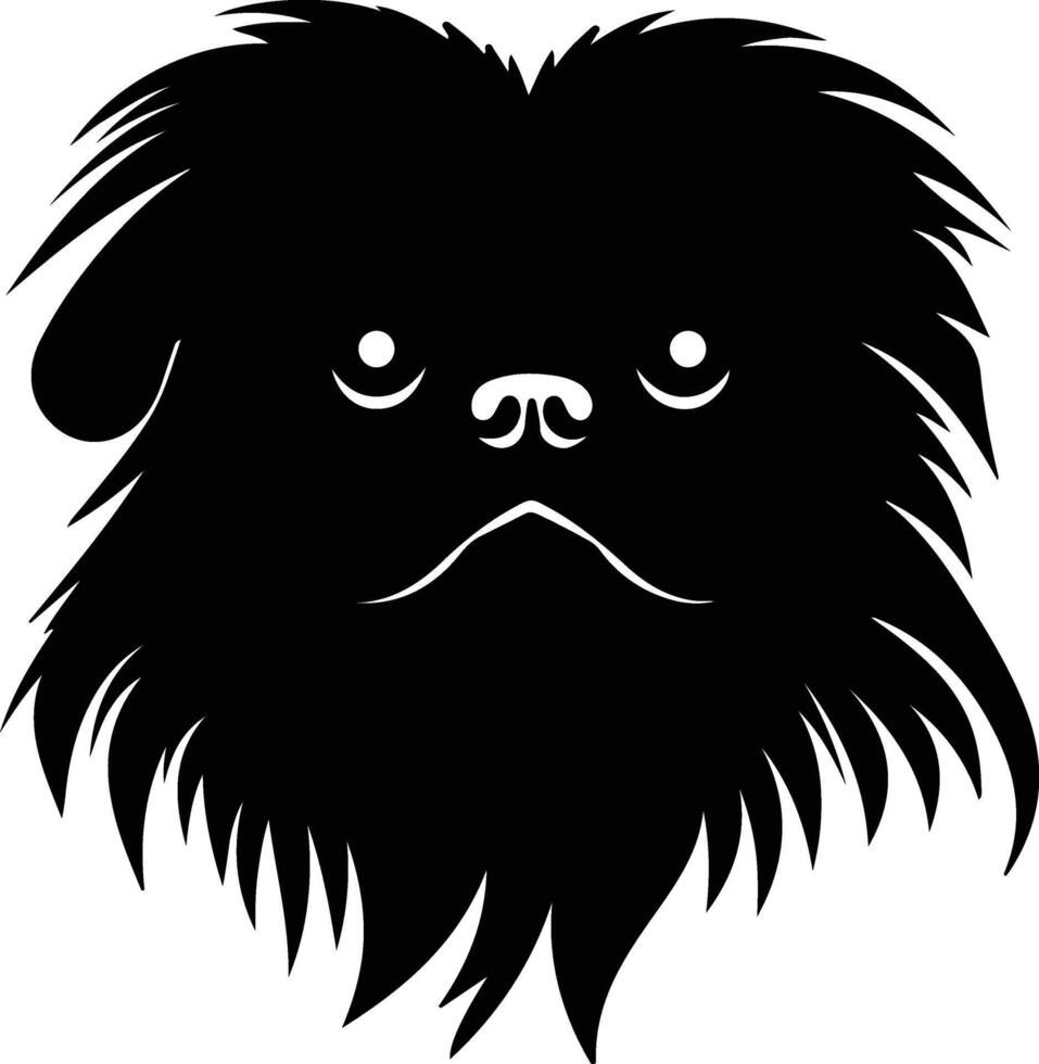 adorable Black silhouette of pekingese head vector