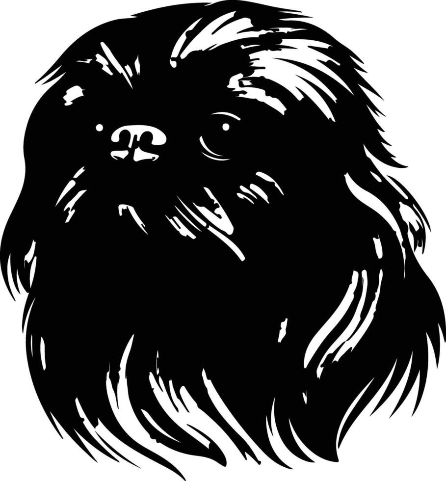 endearing Black silhouette of pekingese head vector