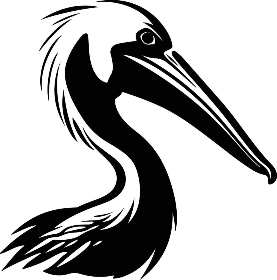 heavenly Black silhouette of pelican head vector
