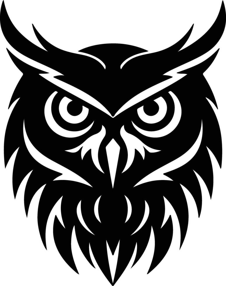Black silhouette of owl head vector