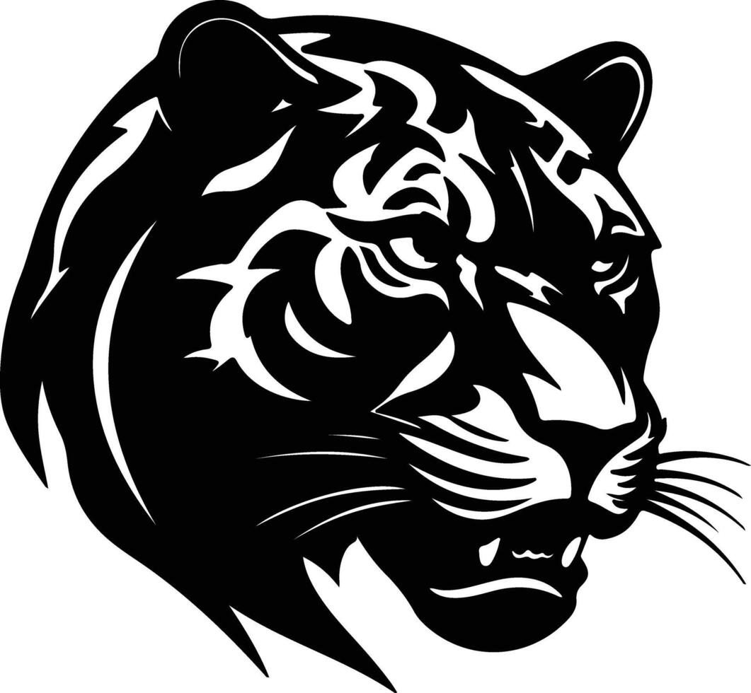 cuddly Black silhouette of panther head vector