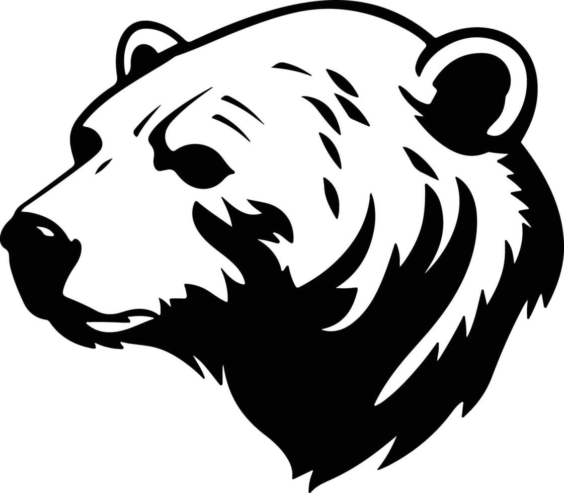 captivating Black silhouette of polar bear head vector