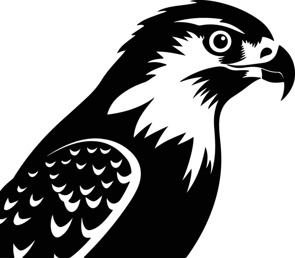 angelic Black silhouette of peregrine falcon head vector