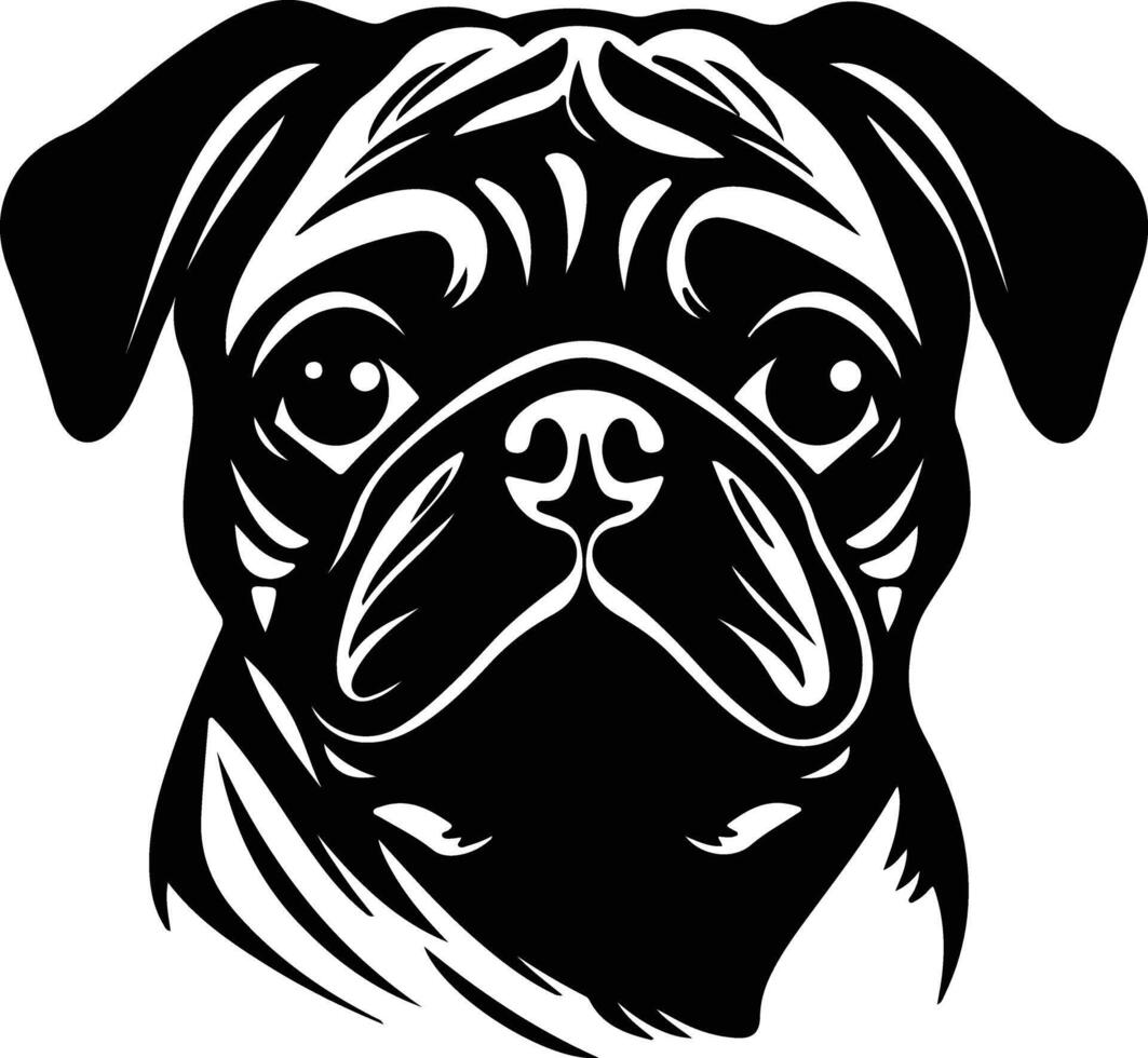 radiant Black silhouette of pug head vector