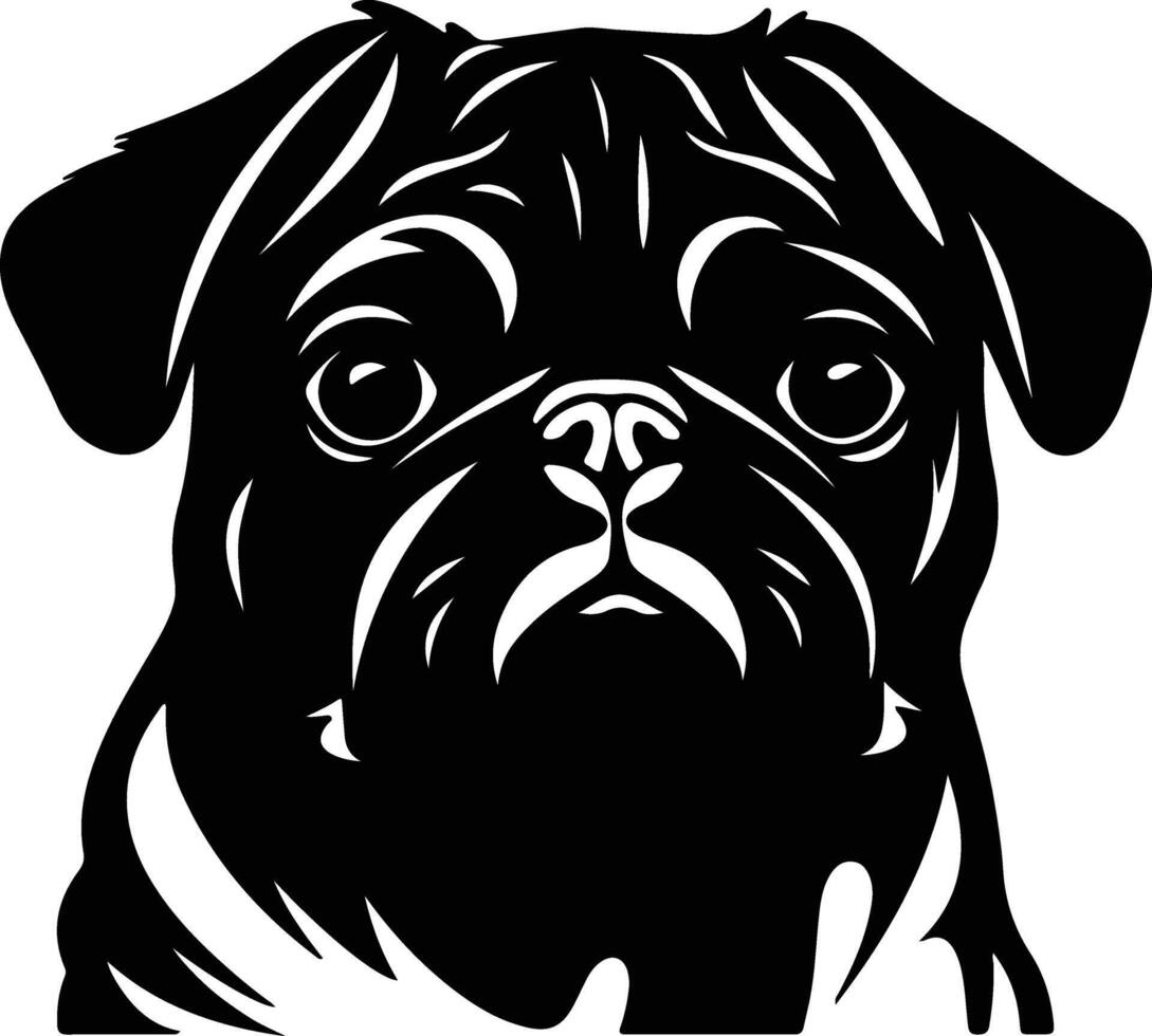 cuddly Black silhouette of pug head vector