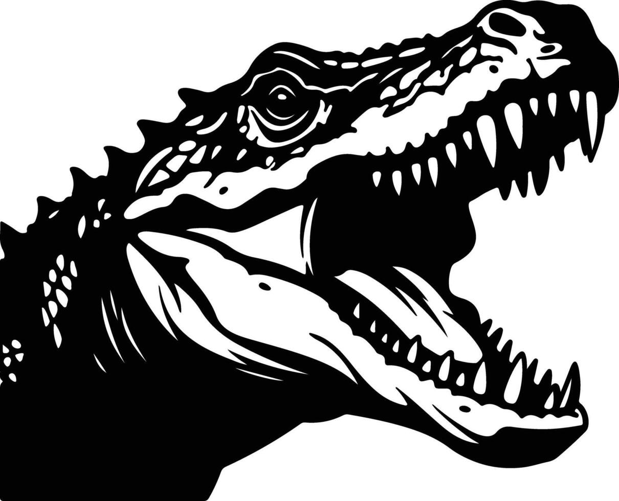 winsome Black silhouette of Postosuchus head vector