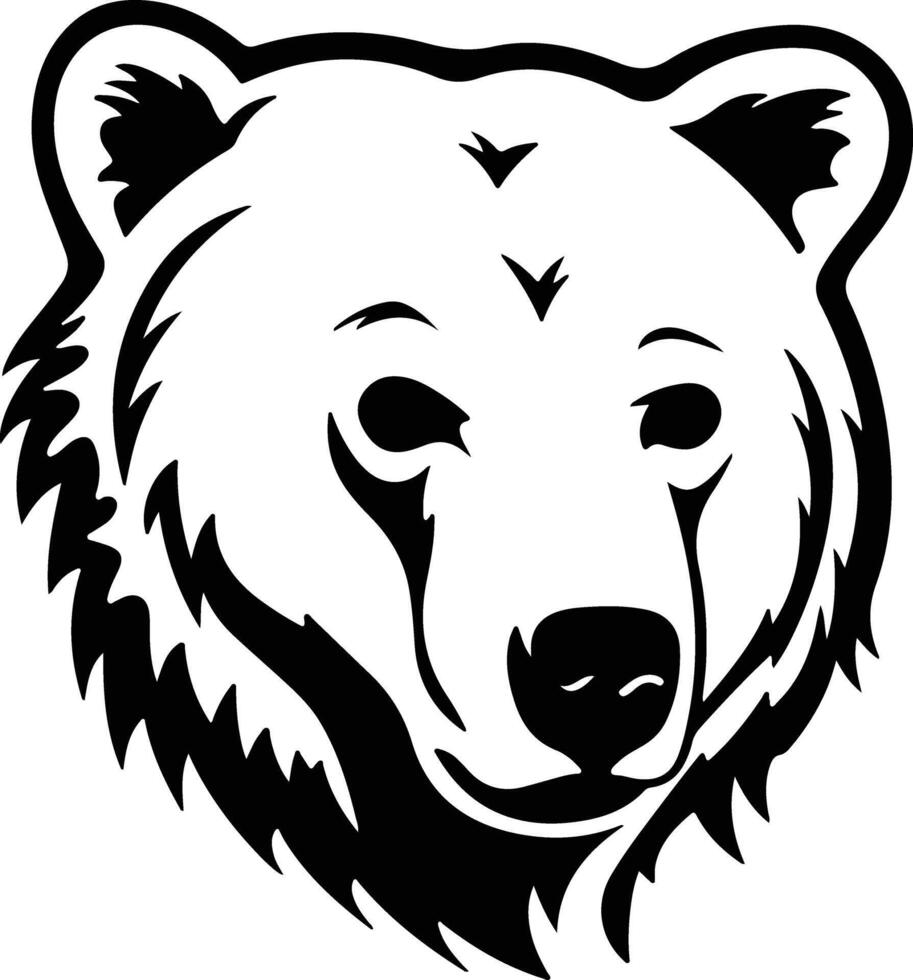 endearing Black silhouette of polar bear head vector