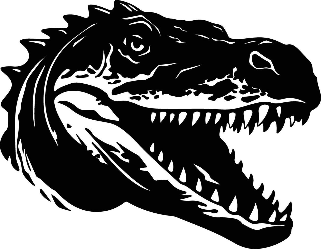 sweet Black silhouette of Postosuchus head vector