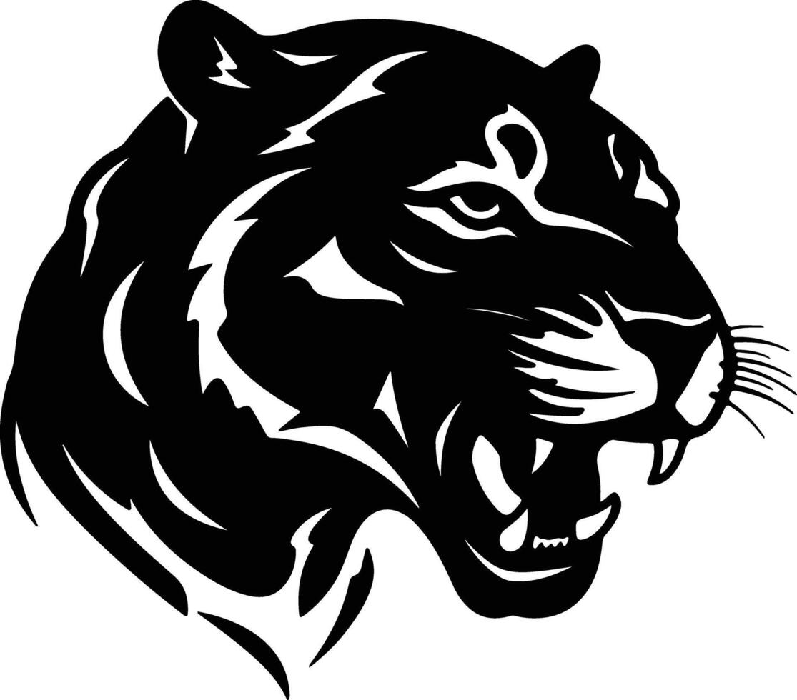 adorable Black silhouette of panther head vector