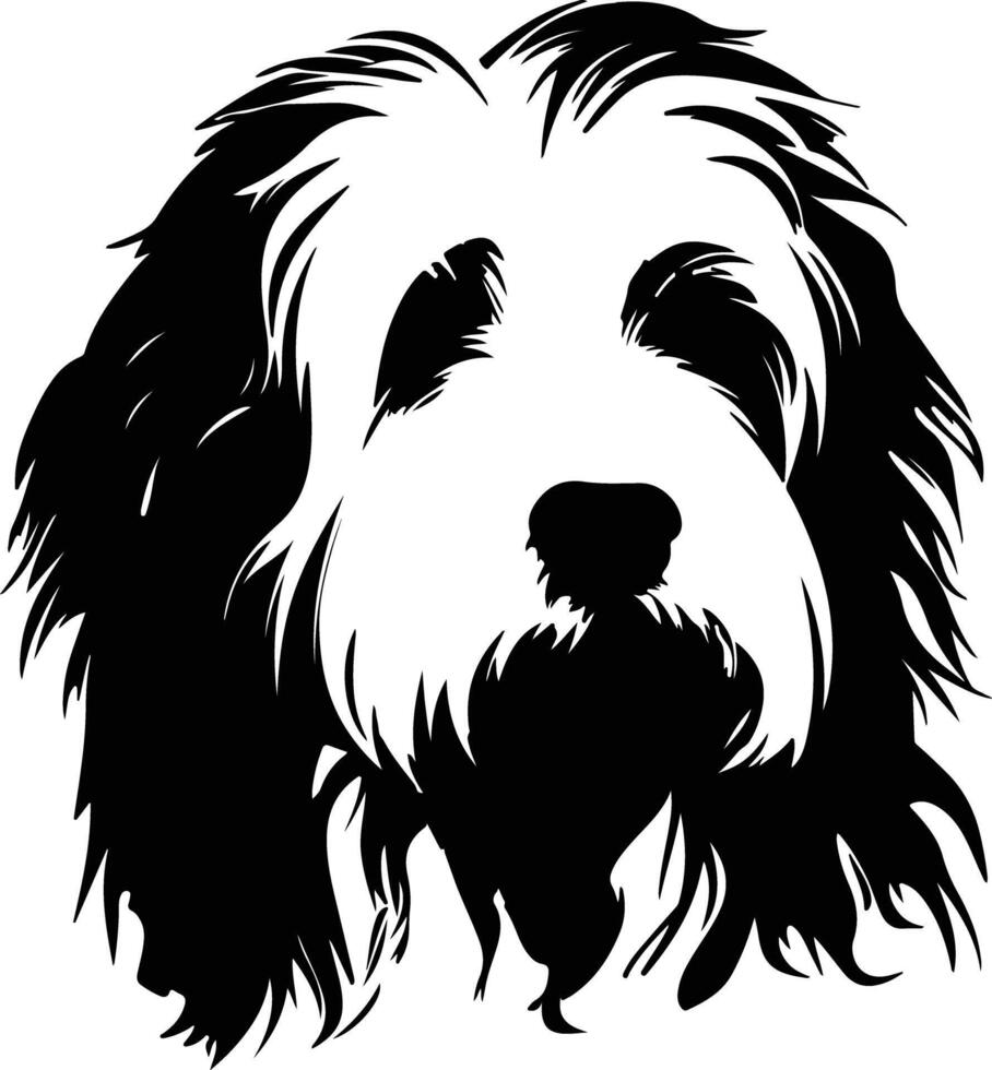 radiant Black silhouette of old English sheepdog head vector