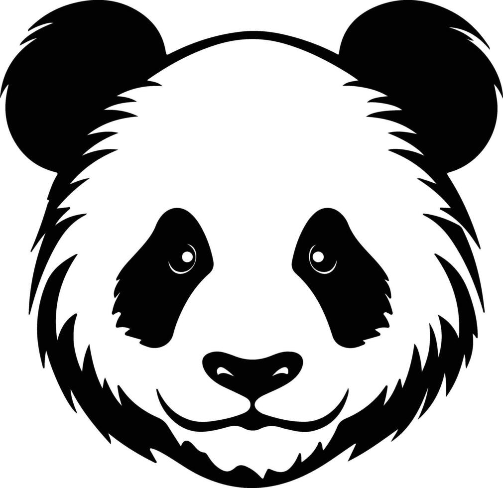 enchanting Black silhouette of panda head vector
