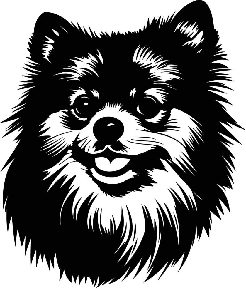 lovely Black silhouette of pomeranian head vector