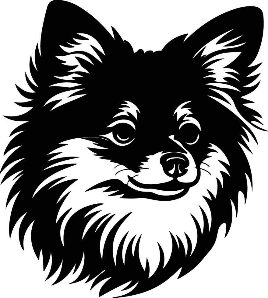 endearing Black silhouette of pomeranian head vector