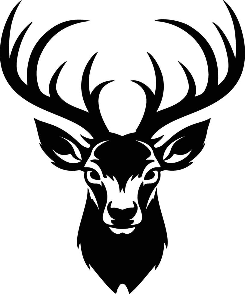 cuddly Black silhouette of reindeer head vector