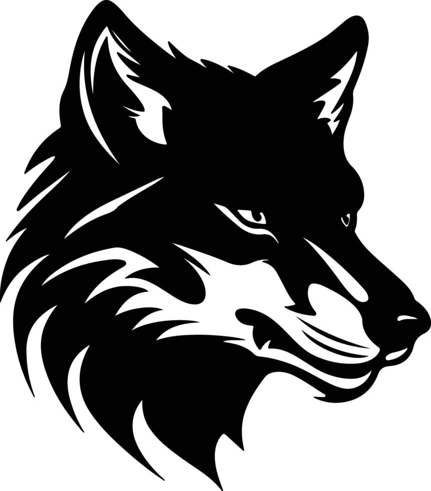 precious Black silhouette of red wolf head vector