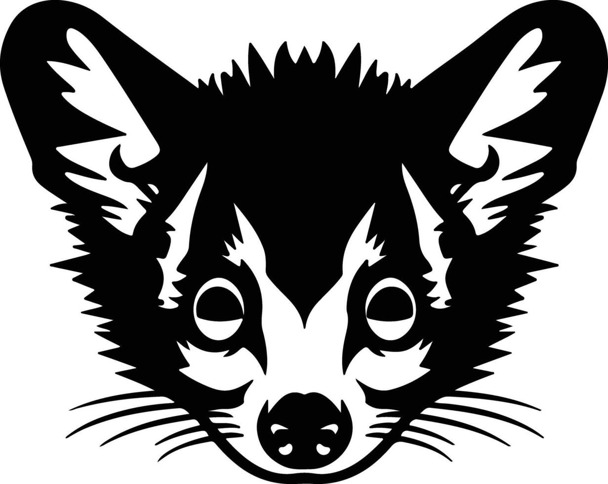 adorable Black silhouette of ringtail possum head vector