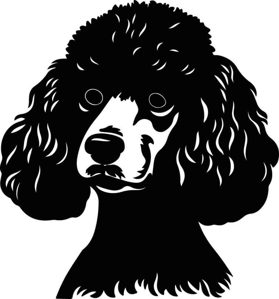winsome Black silhouette of poodle head vector