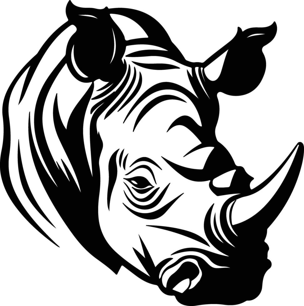 precious Black silhouette of rhinoceros head vector