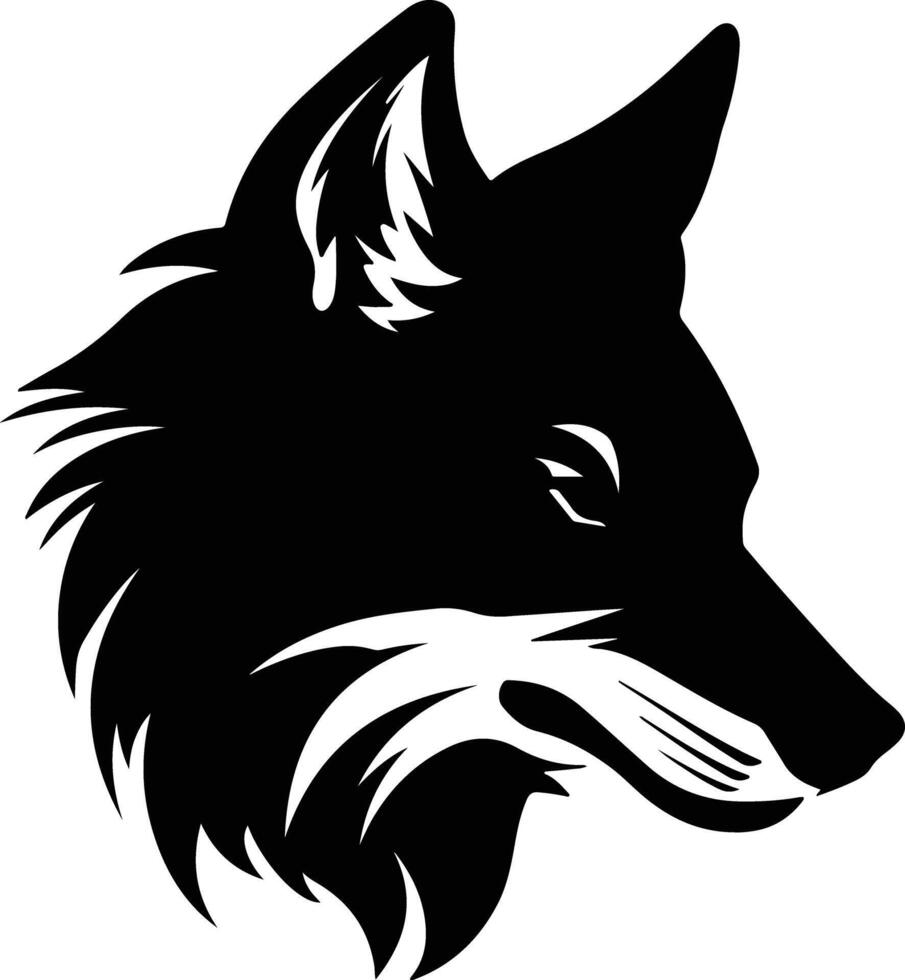endearing Black silhouette of red wolf head vector