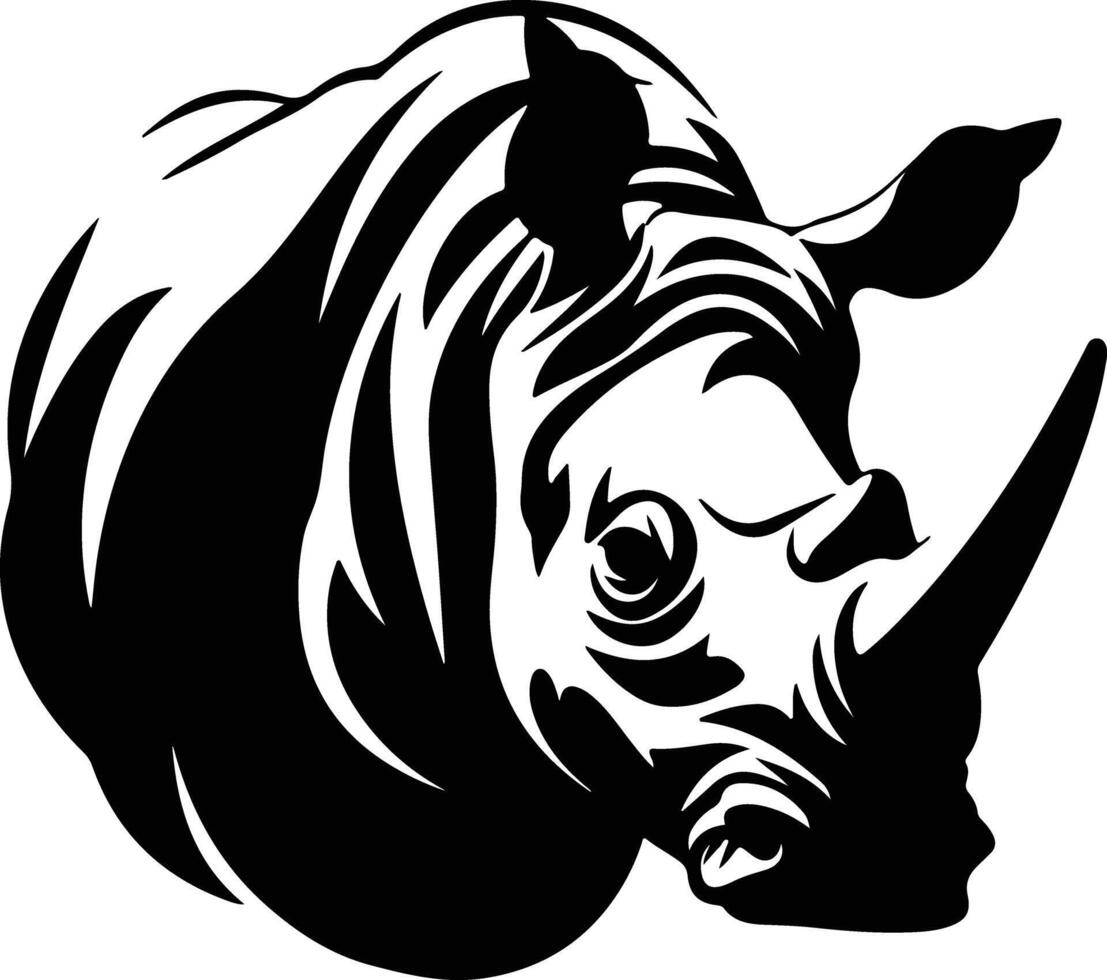 graceful Black silhouette of rhino head vector