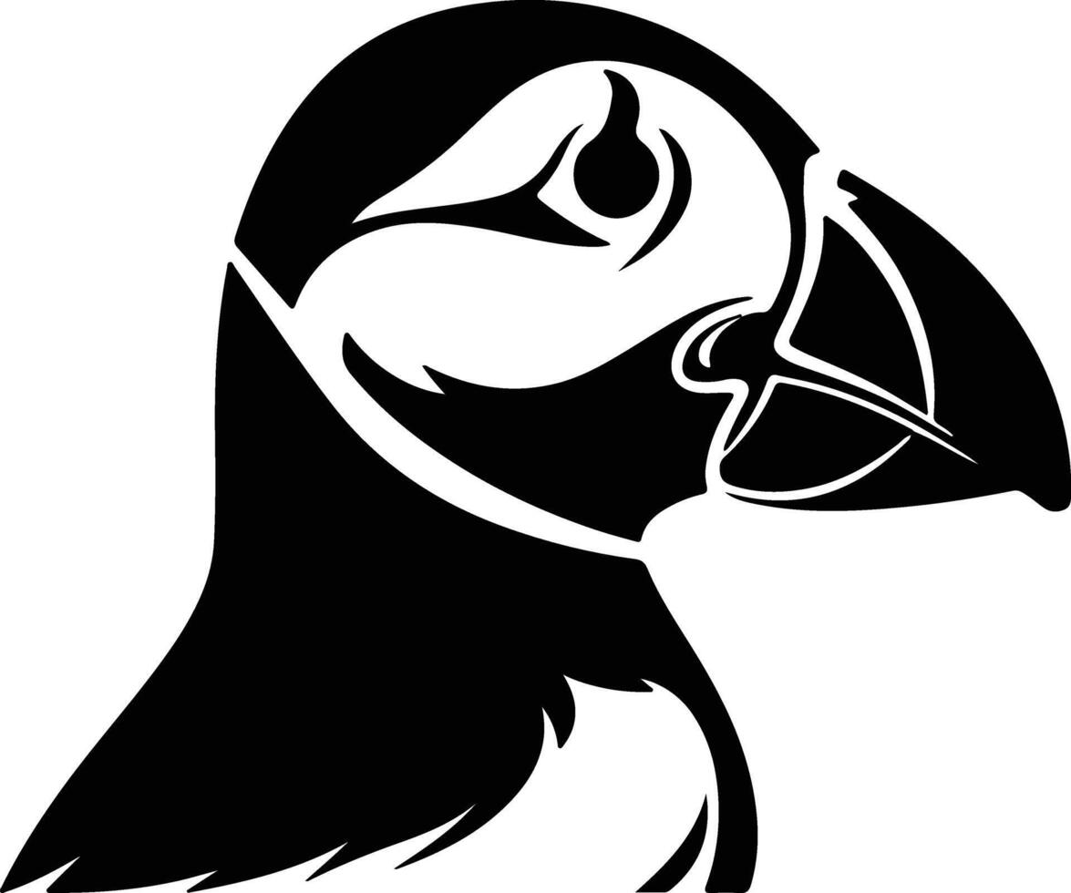 captivating Black silhouette of puffin head vector