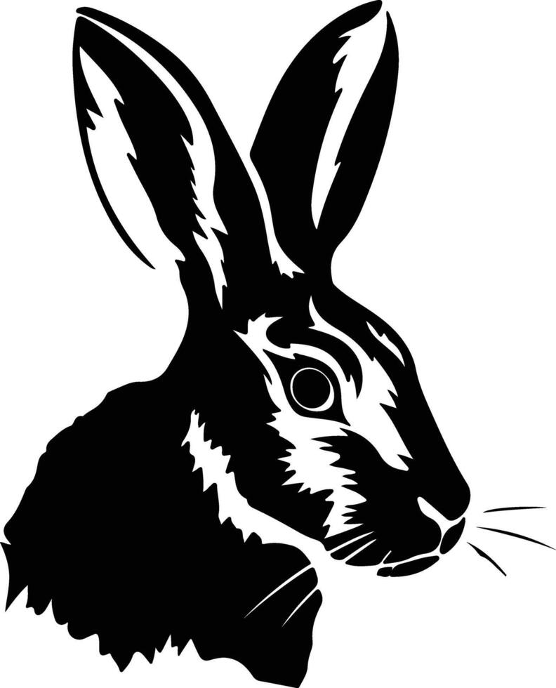 enchanting Black silhouette of rabbit head vector