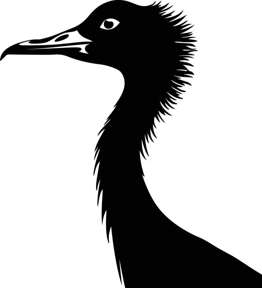 charming Black silhouette of rhea head vector